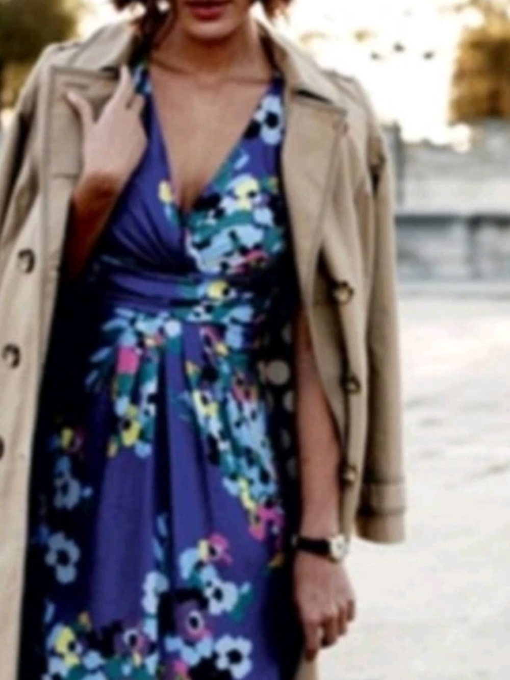 🌼B2G1🌼 Boden Purple Floral Wrap Top Midi Dress